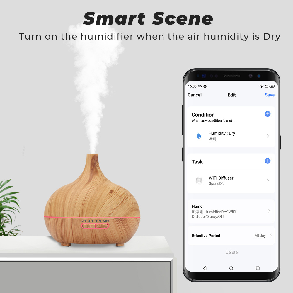 TUYA WIFI 400ml Aroma Air Humi – Home Fragrance Electric Diffuser recenzja i cena